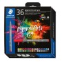 Staedtler 371 Pack de 36 Rotuladores Punta de Pincel Suave - Nueva Tinta Multi Ink - Pigmentos de Primera Calidad - Colores Surt