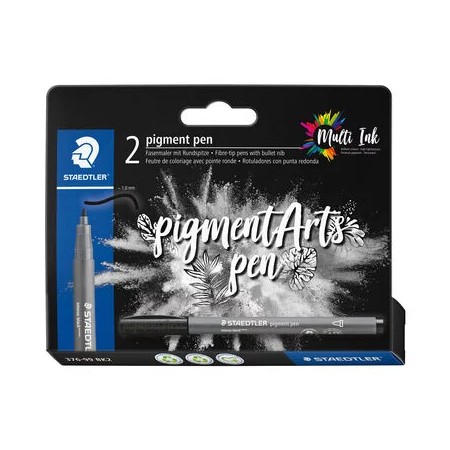 Staedtler 376 Pack de 2 Rotuladores Punta de Fibra Redonda - Ancho de Linea aprox. 1,0mm - Nueva Tinta Multi Ink - Pigmentos de 