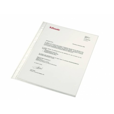 Esselte Funda Porta Documentos A4 - PP - Calidad Luxe Cristal Liso Extra - Multitaladro-11 - Caja 100 - Transparente