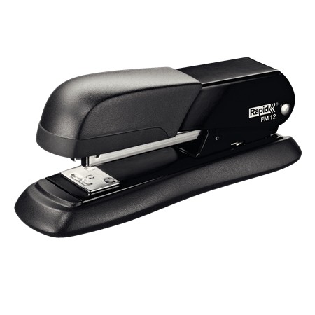 Rapid FM12 Grapadora de Sobremesa Metalica - Hasta 25 Hojas - Para Grapas 24/6 y 26/6 - Modo de Clavado y Fijado - Color Negro