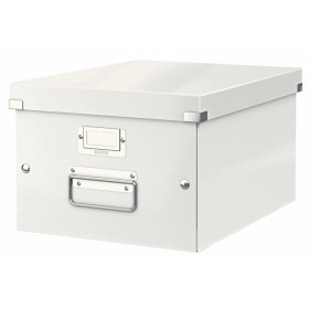 Leitz Caja Almacenaje Mediana Click & Store Wow - Montaje Rapido y Sencillo - Asas de Metal - Carton Blanco - Efecto Wow