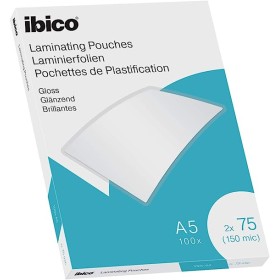 Ibico Gloss Pack de 100 Laminas para Plastificar  A5 150 Micras - Acabado Brillante - Plastifica Papel, Fotos, Tarjetas de Visit