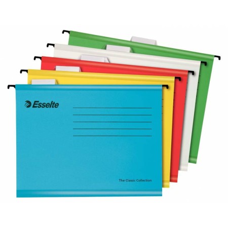 Esselte Classic A4 Carpeta Colgante Reforzada - Pack de 10 - 10 Veces Mas Resistente - Colores Brillantes - Visores de Plastico 