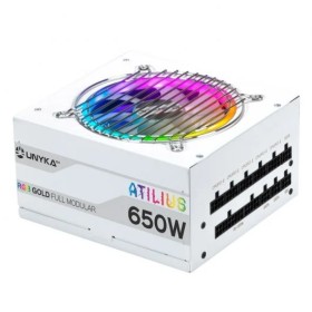 Unykach Atilius RGB White 650W Fuente de Alimentacion 650W ATX 2.31 - Iluminacion RGB - Full Modular - PFC Activo - Ventilador 1