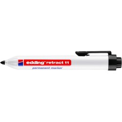 Edding Retract 11 Rotulador Permanente Retractil - Punta Redonda - Trazo entre 1.5 y 3mm - Recargable - Secado Rapido - Color Ne