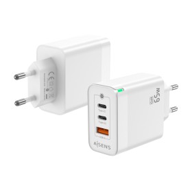 Aisens Cargador GAN 65W - 2xUSB-C PD3.0 QC4.0 - 1xUSB-A QC3.0 - Color Blanco
