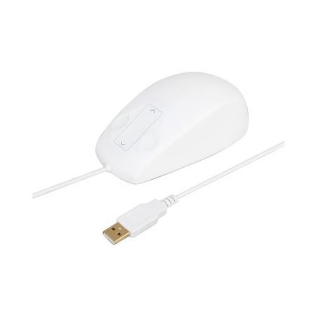 Urban Factory Sanee Raton USB 800dpi - 2 Botones de Clic y Scroll Tactil -  Antibacteriano - Cable de 1.80m - Color Blanco