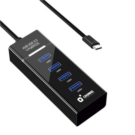 Cromad Cable USB Tipo C - Longitud 30cm - Velocidad de Transferencia 5Gbps - 4 Puertos USB 3.0 - No Requiere Instalacion - Compa