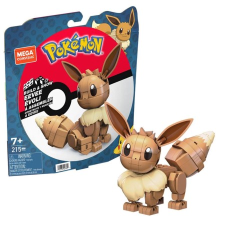 Mattel Mega Construx Wonder Builders Pokemon Eevee - Figura de Construccion - Tamaño 10cm aprox. - 215 Piezas