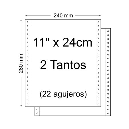 Papel Continuo 11" x 240mm - Juego de 2 Tantos - Envase de 1.500 Unidades - Color Blanco