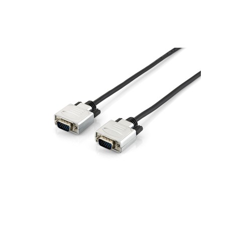 Equip Cable VGA Alargador 2 x HDB15 VGA Macho - Carcasas Metalicas - Tornillos Moleteados - Longitud 15 m. - Color Negro
