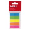 Apli Indices Adhesivos Film 45x12mm 5 Colores Fluorescentes - 25 Indices por Color - Facil de Pegar y Despegar - Ideal para Marc