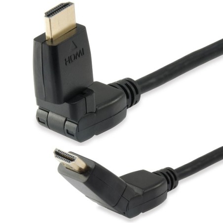 Equip Cable HDMI 2.0 Macho/Macho Acodable y Gitatorio 180º - Ancho de Banda hasta 18Gbps - Alta Velocidad con Ethernet - Longitu