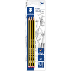 Staedtler Noris 120 Pack de 3 Lapices de Grafitito Hexagonales - Mina 2HB - Resistencia a la Rotura - Madera de Bosques Sostenib
