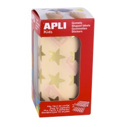 Apli Gomets Estrella Oro Metalizado - Tamaño 19.5mm - Adhesivo Permanente - 1416 Gomets por Rollo - Ideal para Actividades Creat