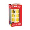 Apli Gomets Redondos Amarillo Metalizado Ø 20mm - 59 Hojas Pretroqueladas - 1770 Gomets por Rollo - Adhesivo Base Agua - Normas 