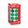Apli Gomets Redondos Ø 20mm Verde Metalizado - 59 Hojas Pretroqueladas - Adhesivo Permanente - Normas EN-71 y FSC - Adhesivo Bas