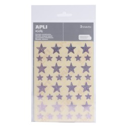 Apli Gomets Estrella Holograficos - Tamaño 12.5mm y 19.5mm - Adhesivo Permanente - 120 Gomets por Bolsa - Desarrollo de Habilida