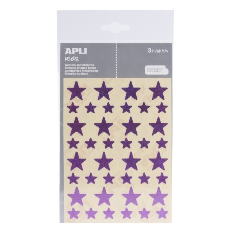 Apli Gomets Estrella Holograficos - Tamaño 12.5mm y 19.5mm - Adhesivo Permanente - 120 Unidades por Bolsa - Desarrollo de Habili