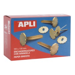 Apli Encuadernadores Metalicos con Arandela - 25mm - Caja de 100 - Incluye Arandela para Embellecer y Evitar Rozaduras - Aptos p