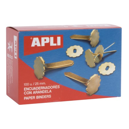 Apli Encuadernadores Metalicos con Arandela - 25mm - Caja de 100 - Incluye Arandela para Embellecer y Evitar Rozaduras - Aptos p