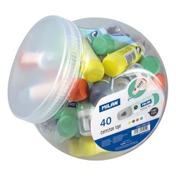Milan Pack de 40 Cintas Correctoras Cilindricas - Medidas 5 mm x 6 mm - Rapida, Limpia y Precisa - Colores Surtidos