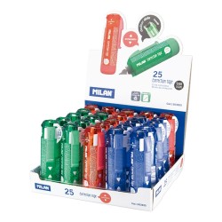 Milan Extension Expositor de 25 Cintas Correctoras - Medidas 5mm x 6m - Correctora en Seco - Para todo Tipo de Papel - Colores S