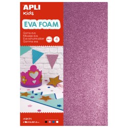 Apli Goma Eva Purpurina A4 4 Hojas - Blanco, Negro, Rojo y Azul - Ideal para Manualidades y Decoracion