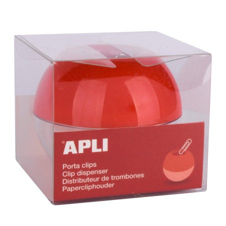 Apli Porta Clips Magnetico - Incluye 35 Clips Nº 1½ - Ahorra Espacio con Gran Capacidad (Ø 70x60 mm) - Facil Apertura para Recar