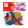 Apli Formas de Corazones Adhesivas de Goma Eva - 50 Formas - Medidas Surtidas - Material Suave y Seguro - Colores Surtidos Purpu