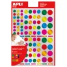 Apli Gomets Redondos Adhesivo Permanente - Ø 10mm, Ø 14mm y Ø 20mm - 624 Gomets por Bolsa - Colores Metalizados - Desarrollo de 