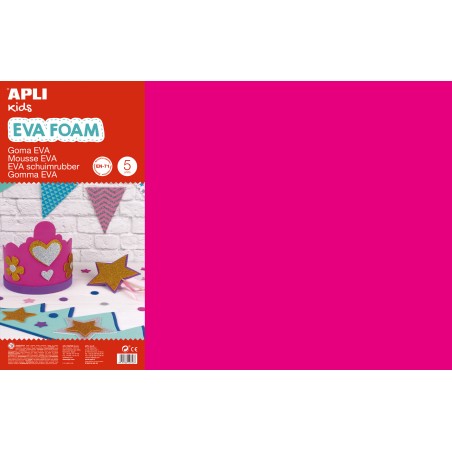 Apli Goma Eva Fucsia 600x400 - 5 Hojas de Tamaño Grande y Flexible