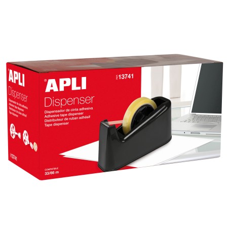 Apli Porta Cinta Trade - para Rollos de 33 y 66 - Facil de Usar y Transportar - Negro