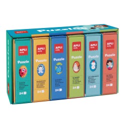 Apli Expositor de Puzles Educativos - 24 Piezas de 7x7cm - Mejora la Concentracion, Observacion, Memoria y Resolucion de Problem