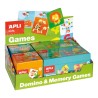 Apli Juegos de Memoria y Domino - 2 Juegos de Memory (Disfraces y Animales) - 2 Juegos de Domino (Numeros y Transportes) - Pieza