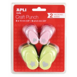 Apli Pack de 4 Perforadoras de Papel con Formas Variadas - Estrella (16mm), Corazon (16mm), Trebol (9.5mm) y Flor (9.5mm) - Alta