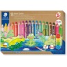Staedtler Noris Junior Pack de 18 Lapices de Colores Extragruesos + Sacapuntas - 3 en 1, Lapiz, Cera y Acuarelable - Colores Sur