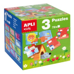 Apli Puzles Educativos - 24 Piezas de 7x7cm - Desarrollo de Habilidades y Capacidades - Tematicas: Animales, Casa y Estaciones -