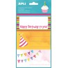 Apli Etiquetas Adhesivas Happy Birthday - Tamaño 76x39mm - 9 Etiquetas en 3 Hojas - Adhesivo Permanente de Alta Calidad - Ideal 