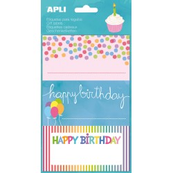 Apli Etiquetas Adhesivas Color Birthday - Tamaño 76x39mm - 9 Etiquetas de Alta Calidad - Adhesivo Permanente - Ideal para Regalo