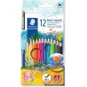 Staedtler Noris Aquarell Pack de 12 Lapices Hexagonales de Colores + Pincel - Madera de Bosques Sostenibles - Colores Surtidos