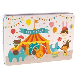 Apli Kids Puzle Tematica Circo - 24 Piezas de 8x8 cm - Caja Metalica Rectangular - Diseño Exclusivo de Lily Lane - Facil Manejo 