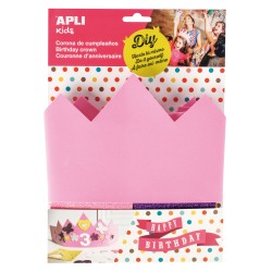 Apli Corona de Goma Eva Rosa con Accesorios - Ajustable a Diferentes Medidas - 10 Numeros Adhesivos - 24 Formas de Goma Eva Adhe