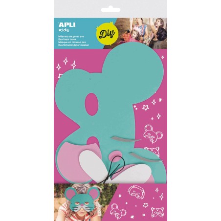 Apli Mascara Goma Eva Modelo Ratita - Incluye Material para 1 Mascara y Cordon Elastico - Suave y Resistente - Estimula Juego Si