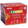 Apli Tizas Redondas de Colores Surtidos - Pack de 100 Tizas Ø 9 x 80mm - sin Polvo - Ideales para Escribir, Dibujar y Colorear e