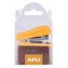 Apli Pocket Grapadora Naranja - Tamaño 56mm - Compacta y Ligera - Capacidad de Grapado Hasta 20 Hojas - Incluye 2000 Grapas del