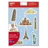 Apli Gomets Tematicos los Monumentos - 96 Unidades - Ilustraciones de Monumentos Famosos - Adhesivo Removible - Ideal para Escue