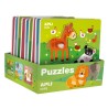 Apli Expositor de Puzles de Madera Encajables Tematica Infantil Animales - 20x20 cm - 9 Puzles con Guia Impresa - Alto Valor Did