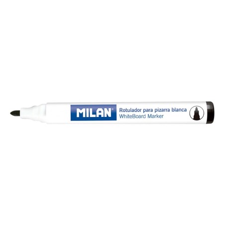 Milan Rotuladores para Pizarra Blanca con Punta Redonda - Punta 4.7 mm - Tinta a Base de Alcohol - Borrable en Seco - Color Negr