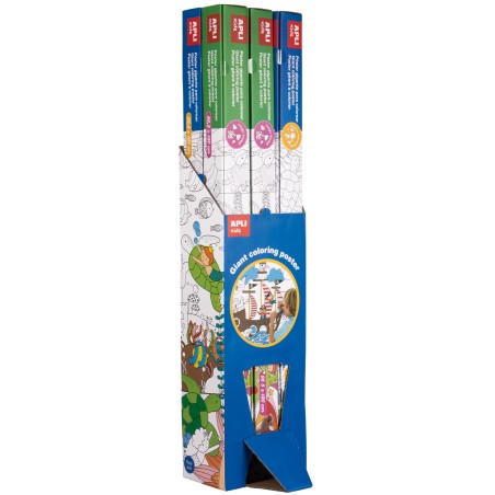 Apli Expositor de Posteres Gigantes para Pintar - Tamaño 180x96.5 mm - 6 Rollos con 2 Modelos: Mundo Marino y Bosque Magico - Id